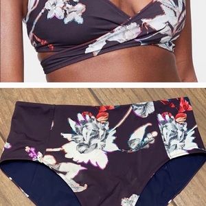 Athleta two piece wrap top, high waste bottle.